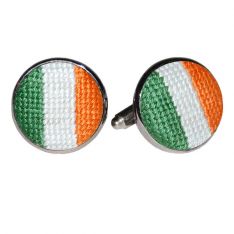 Needlepoint Irish Flag Cufflinks