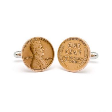 US 2003 Lincoln Small Cent BU Uncirculated Coin Silver Plated Cufflinks NEW Lucky Penny 