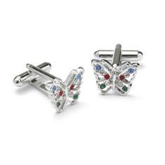 Colored Crystal Butterfly Cufflinks