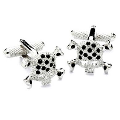Black Crystal Skull and Crossbones Cufflinks