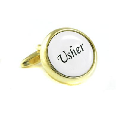 Gold Color Usher Round Cufflinks