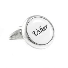 Silver Color Usher Round Cufflinks