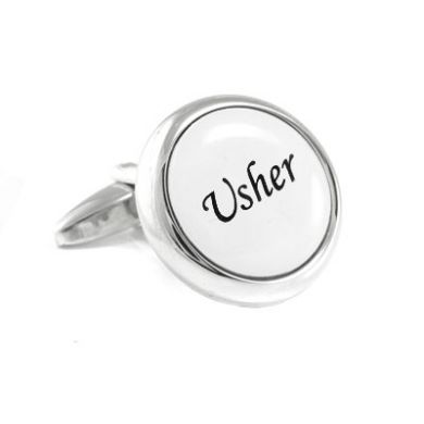 Silver Color Usher Round Cufflinks