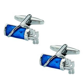 Blue Enamel Golf Bag Cufflinks