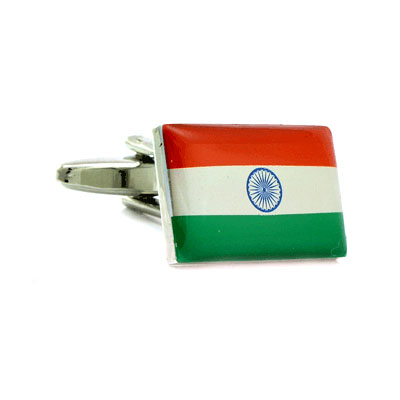Indian Flag cuff links Silver Tone Cufflinks Round India Flags Details about   Gift Bag 