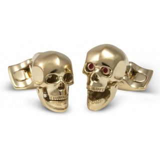 Yellow Gold Plated Moving Skull Cufflinks