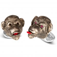 Mechanical Sterling Monkey With Ruby Eyes