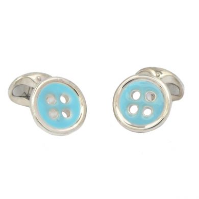 Sterling Blue Button Cufflinks