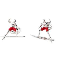 Sterling Silver Red Surfer Cufflinks