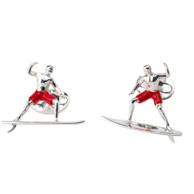 Sterling Silver Red Surfer Cufflinks