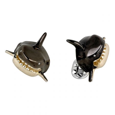 Sterling Silver Shark Head Cufflinks