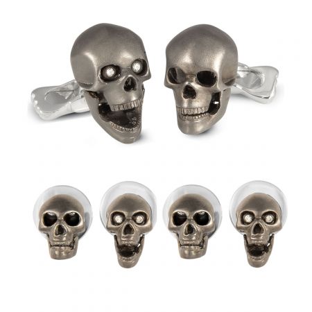 Sterling Silver Antiqued Moveable Skull Cuff Links Sterling Silver Antiqued Moveable Skull Cuff Links
