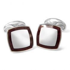 Sterling Silver Red Enamel Bordered Cufflinks