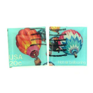 Hot Air Balloon Postal Stamp Cufflinks