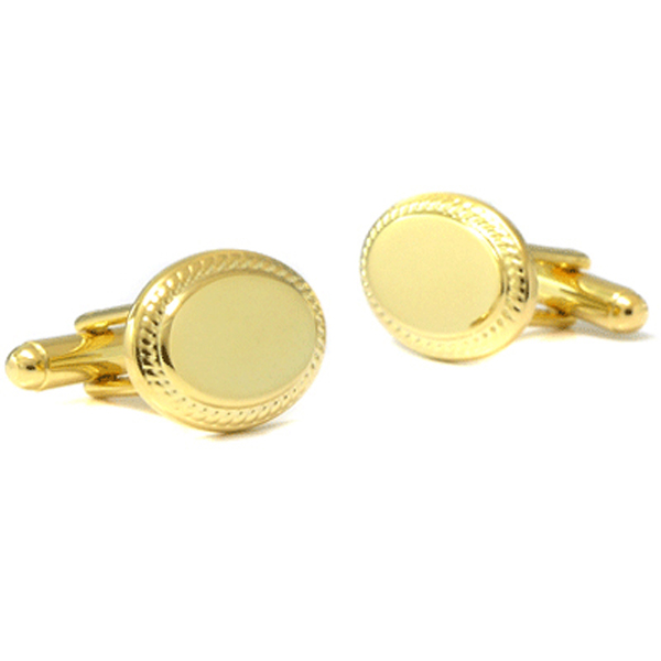 Gold Oval Engraveable Cufflinks: Cufflinks Depot