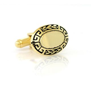 Oval Greek Border Engravable Cufflinks