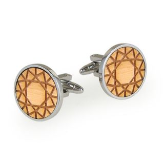 Round Star Wood Cufflinks