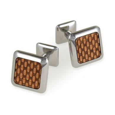 Details about   New Wood Cuff Links Rhodium Plated Classic Wood Stripe Cuff Link 0455 