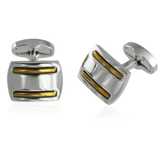 Silver and Rose Gold Stripe Cufflinks