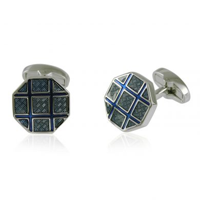 Blue Weave Octogonal Cufflinks