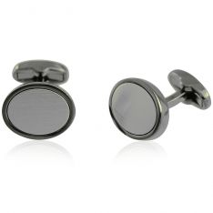 Gunmetal Oval Engravable with Brushed Silver Center