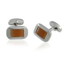 Textured Frame Orange Fiber Optic Cufflinks