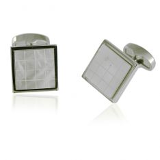 Square Mother of Pearl Checker Etched Cufflinks