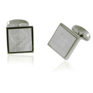 Square Mother of Pearl Checker Etched Cufflinks