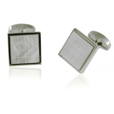 Square Mother of Pearl Checker Etched Cufflinks