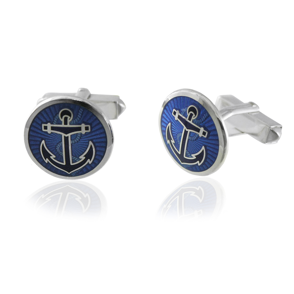 Sterling Silver Navy Crest Cuff Links 