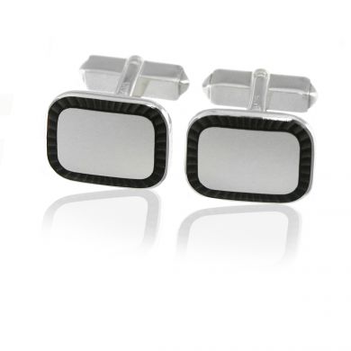 Sterling Silver Black Sunburst Engraveable Cufflinks Sterling Silver Black Sunburst Engraveable Cufflinks