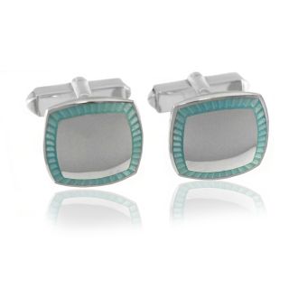 Sterling Silver Sky Blue Sunburst Engraveable Cufflinks