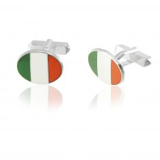 Sterling Silver Oval Irish Flag Cufflinks