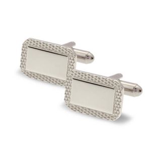 Silver Engravable Diamond Frame Cufflinks