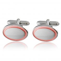 Oval Pink Enamel Rim Cufflinks