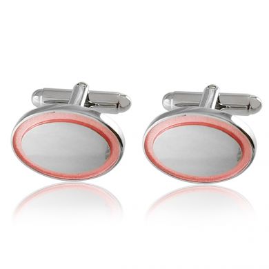 Oval Pink Enamel Rim Cufflinks