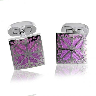 Lavender Floral Etched Cufflinks Lavender Floral Etched Cufflinks