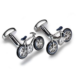 Blue and Silver Bicycle Cufflinks