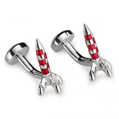 Red Retro Rocket Cufflinks