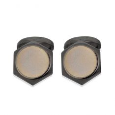 Hexagon Gunmetal Button Cufflinks