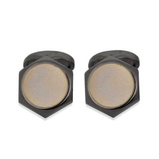Hexagon Gunmetal Button Cufflinks