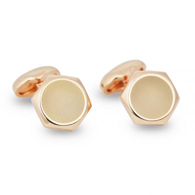 Hexagon Rose Gold Button Cufflinks