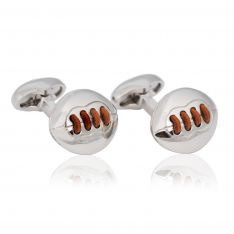 Rhodium Plated Football Cufflinks