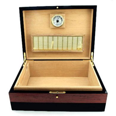 Stained Teak Veneer 50-Cigar Humidor Stained Teak Veneer 50-Cigar Humidor