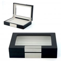 20 Pair Black Wood Cufflink Case