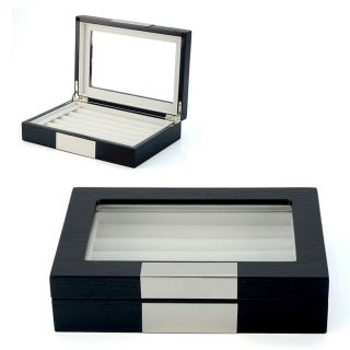 20 Pair Black Wood Cufflink Case