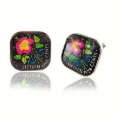 Bahama 15 Cent Flower Coin Cufflinks