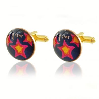 Bahama 1 Cent Star Fish Coin Cufflinks