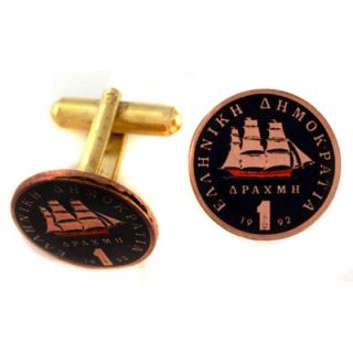 Greece's Ship Coin Cufflinks