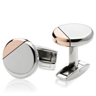 Steel & Rose Gold Cutaway Cufflinks